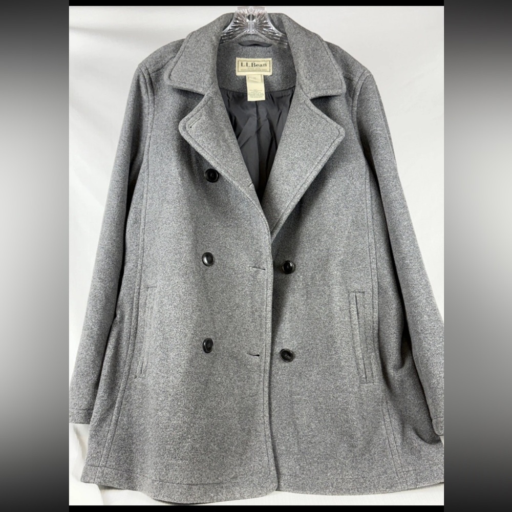 L.L Bean Women’s Pea coat / Jacket Size XL Regular Gray Winter Jacket old money